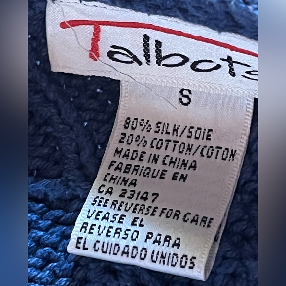 Talbots Blue Silk Blend Cable Knit Pullover Sweater - Picture 11 of 11